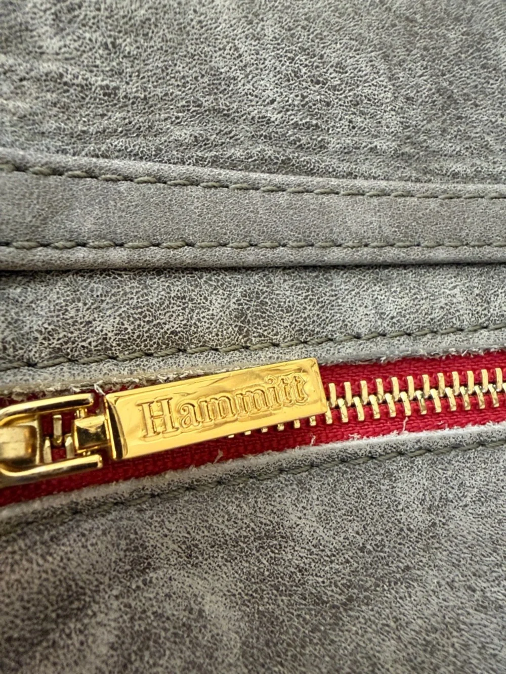 Hammitt Gray Suede Crossbody with Red Zip and Gold Hardware - Picture 6 of 11
